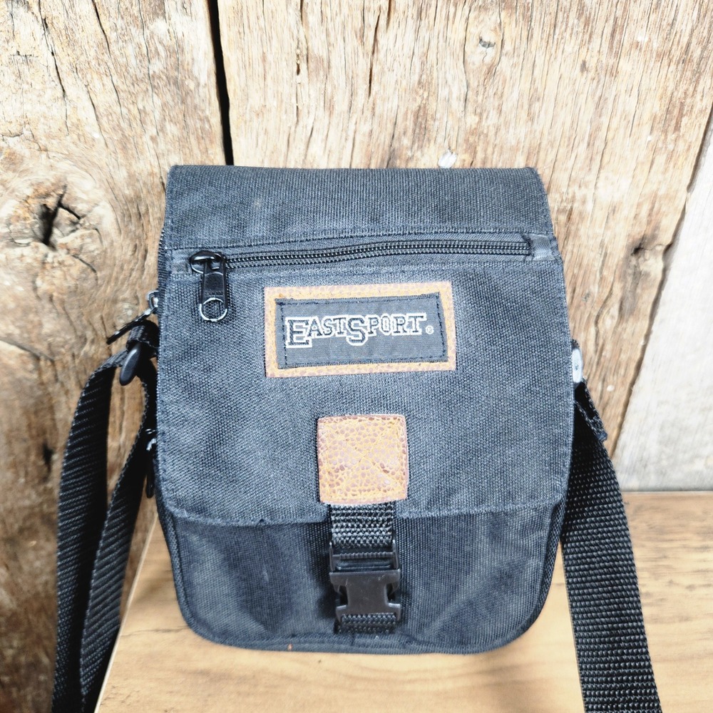 Vintage 90s Eastsport Crossbody Bag Black Small Travel Shoulder Utility Bag